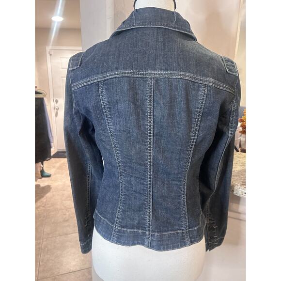 CAbi Dark FITTED Tailored Denim Blue JEANS JACKET S 2-6 - Picture 4 of 5